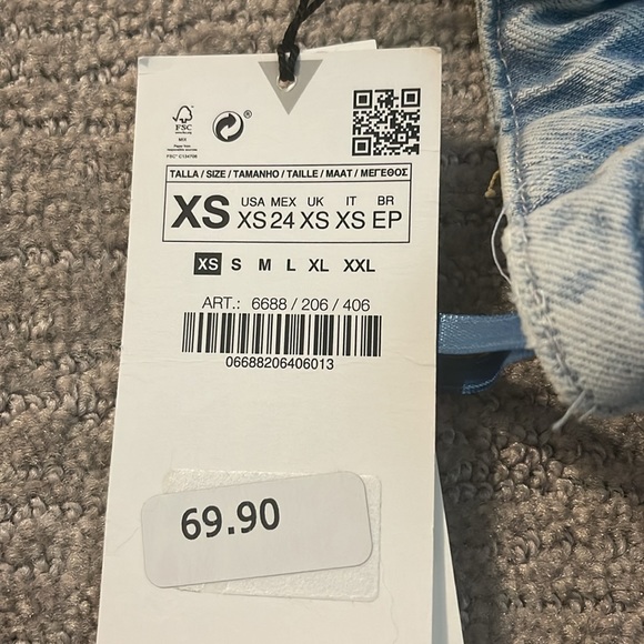 ZARA Corset Denim Jumpsuit Size Xsmall - Picture 7 of 7